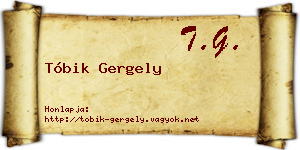 Tóbik Gergely névjegykártya